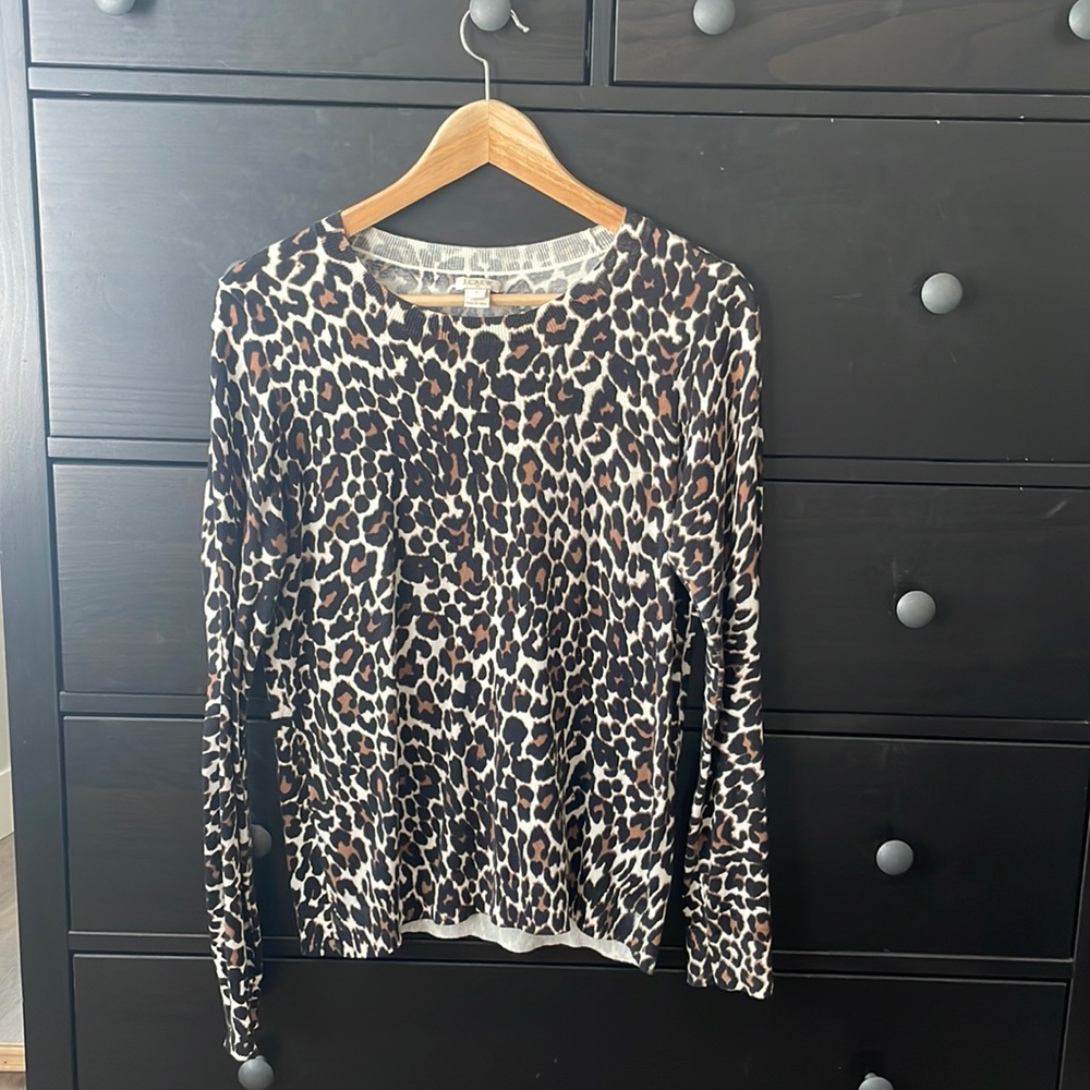 J. Crew Leopard Print Cotton Cardigan
